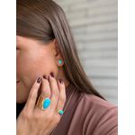 BRINCO OVAL TURQUESA P BANHADO A OURO