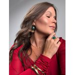 BRINCO BOHO CHAPA RESINADA VERDE BANHADO A OURO 