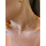 CHOKER ELOS RETANGULARES FINOS BANHADA A OURO