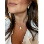 COLAR PÉROLAS E PINGENTE DE MENINO LISO BANHADO A OURO 