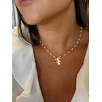 COLAR PÉROLAS E PINGENTE DE MENINA LISA BANHADO A OURO