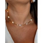 CHOKER CANUTILHOS E PÉROLAS BARROCAS BANHADA A OURO 