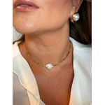 CHOKER CANUTILHOS E PÉROLA BARROCA ÚNICA BANHADA A OURO