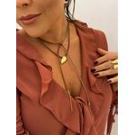 CORDÃO COURO BOHO CAFÉ E PINGENTE GOTA BANHADO A OURO 