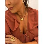 CORDÃO COURO BOHO CAFÉ E PINGENTE GOTA BANHADO A OURO 