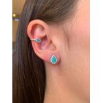 BRINCO GOTINHA TURMALINA CRAVEJADA BANHADA A RÓDIO BRANCO