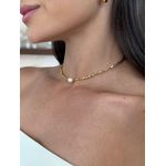 CHOKER CANUTILHOS E PÉROLA BARROCA ÚNICA BANHADA A OURO