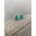 BRINCO GOTA TURMALINA CRAVEJADA BANHADA A RÓDIO BRANCO