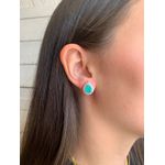 BRINCO GOTA TURMALINA CRAVEJADA BANHADA A RÓDIO BRANCO