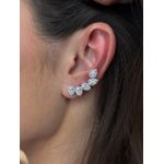 BRINCO EAR CUFF GOTAS CRAVEJADAS BANHADO A RÓDIO BRANCO