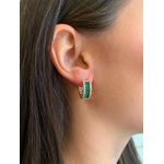 BRINCO ARGOLA CRAVEJADA GR ESMERALDA BANHADO A OURO