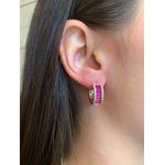 BRINCO ARGOLA CRAVEJADA GR PINK BANHADO A OURO