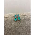 BRINCO OVAL DUPLO TURMALINA CRAVEJADO BANHADO A RÓDIO BRANCO