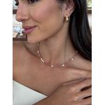 COLAR CRISTAIS PÉROLA BARROCA E ROSALITA BANHADA A OURO
