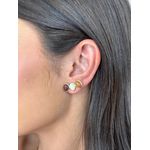 BRINCO EAR CUFF BOHO MARROM E PEROLADO BANHADO A OURO 