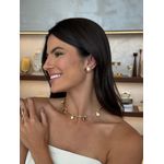 BRINCO EAR CUFF BOHO MARROM E PEROLADO BANHADO A OURO 
