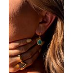 BRINCO ARGOLA PINGENTE TURQUESA BANHADO A OURO
