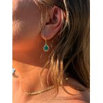 BRINCO ARGOLA PINGENTE TURQUESA BANHADO A OURO