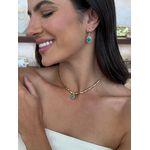 CHOKER CANUTILHOS E PINGENTE GOTINHA TURQUESA BANHADO A OURO