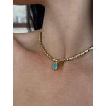 CHOKER CANUTILHOS E PINGENTE GOTINHA TURQUESA BANHADO A OURO