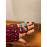 BRINCO CHAPAS BOHO RED CHERRY E TURQUESA BANHADO A OURO 