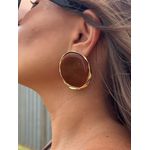 BRINCO BOHO CHAPA MARROM MAXI BANHADO A OURO