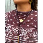 CORDÃO COURINHO BOHO E PINGENTE MARTELADO BANHADO A OURO