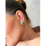 BRINCO GOTA ESMERALDA CRAVEJADA BANHADA A RÓDIO BRANCO