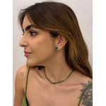 BRINCO RETÂNGULO ESMERALDA CRAVEJADO BANHADO A OURO