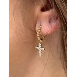 BRINCO ARGOLA CRUZ BANHADO A OURO