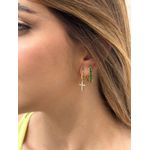 BRINCO ARGOLA OVAL ESMERALDA BANHADO A OURO 