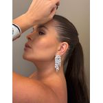BRINCO PENDENTE FOLHAS CRAVEJADAS BANHADO A RODIO BRANCO