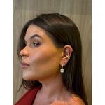 BRINCO ARGOLA PINGENTE RETANGULAR CRAVEJADO BANHADO A OURO 