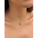 COLAR GOTA ESMERALDA CRAVEJADA BANHADA A RÓDIO BRANCO