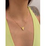 COLAR PINGENTE CORAÇÃO ACETINADO BANHADA A OURO