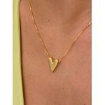 COLAR PINGENTE CORAÇÃO ACETINADO BANHADA A OURO