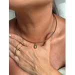 COLAR COURO BOHO MARROM E PINGENTE ORGÂNICO BANHADO A OURO
