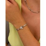 PULSEIRA CANUTILHOS QUADRADOS E LUA CRAVEJADA BANHADA A RÓDIO BRANCO