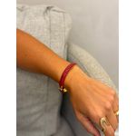 BRACELETE RESINADO RED CHERRY LISO BANHADO A OURO