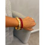 BRACELETE RESINADO RED CHERRY LISO BANHADO A OURO