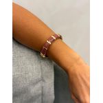 BRACELETE RESINADO MARROM DETALHADO BANHADO A OURO 