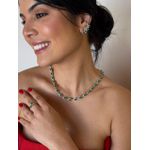 BRINCO EAR CUFF GOTAS CRAVEJADAS ESMERALDA BANHADO A RÓDIO BRANCO