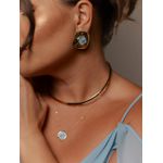 BRINCO CHAPA RESINADA AZUL BANHADO A OURO