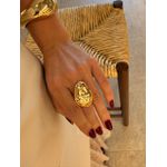 ANEL REGULÁVEL CHAPA MARTELADA BANHADO A OURO