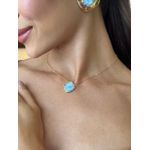 COLAR PINGENTE RESINADO AZUL BANHADO A OURO