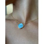 COLAR PINGENTE RESINADO AZUL BANHADO A OURO