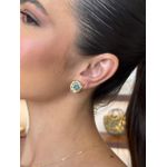 BRINCO BOTÃO ACQUA MARINE BANHADO A OURO