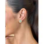 BRINCO BOTÃO ACQUA MARINE BANHADO A OURO