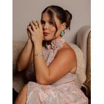 BRACELETE RESINADO VERDE ÁGUA BANHADO A OURO