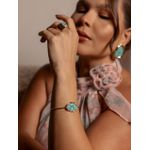 BRACELETE RESINADO VERDE ÁGUA BANHADO A OURO